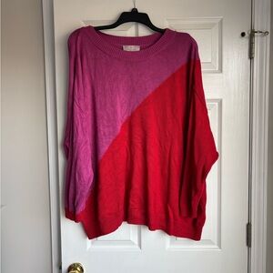 Laurie Felt Red and Purple Colorblock Sweater